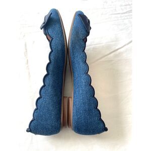 Kate Spade New York Nanette Ballet Flats Blue Denim Scalloped Bow 7.5 shoes